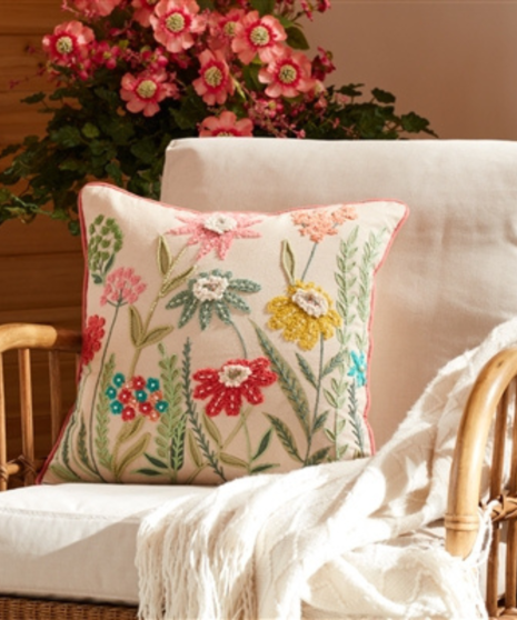Ivory Bouquet Throw Pillow