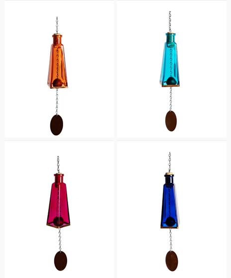 Glass Wind Chimes Made from Pyramid Shaped Bottles