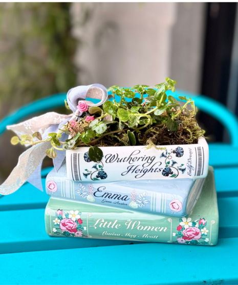 A Story That Grows - Stacked-Book Themed Planter
