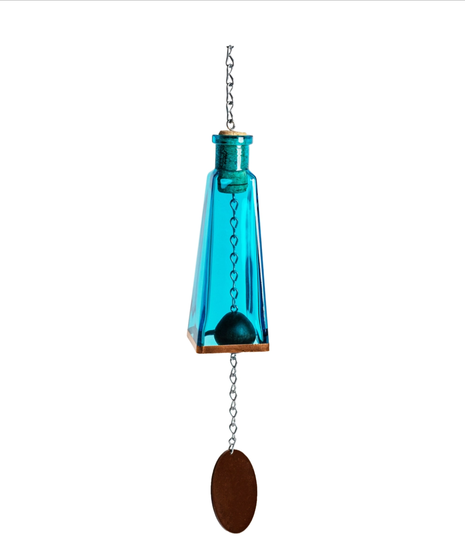 Glass Wind Chimes Made from Pyramid Shaped Bottles