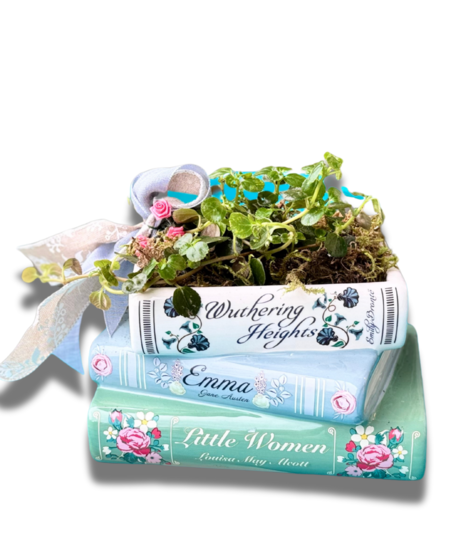 A Story That Grows - Stacked-Book Themed Planter