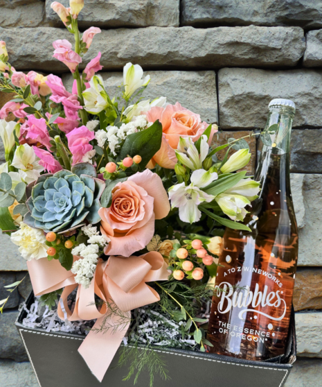 West Linn Sunrise Bouquet With Wine