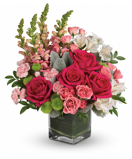 pink and green flowers