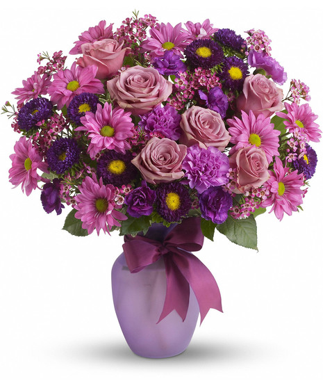 purple and lavender flower arrangement