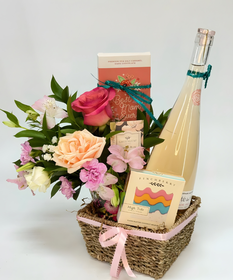 Peach and White Flowers with Wine 