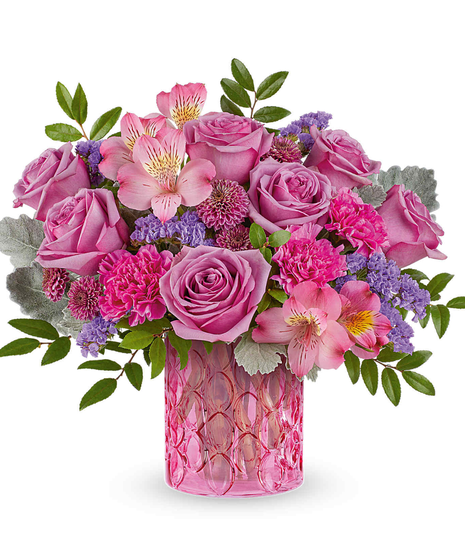 Pink Flowers in Chic Pink Vase 