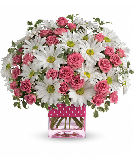 pink and white floral arrangement