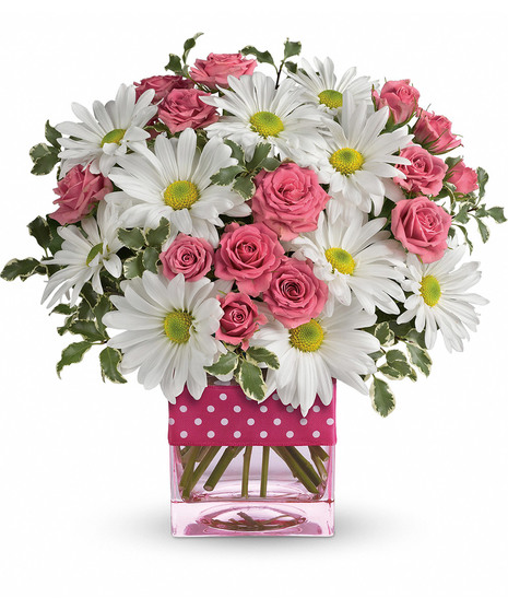 pink and white floral arrangement