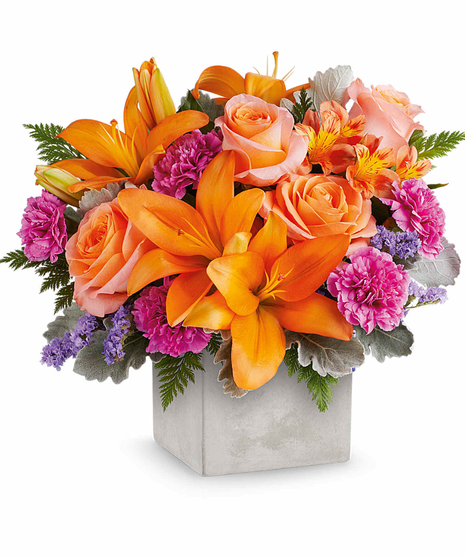pink and orange flower arrangements