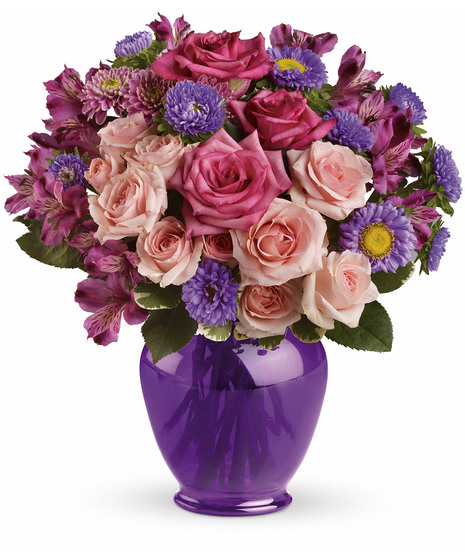 Purple Harmony and Medley Bouquet with Roses