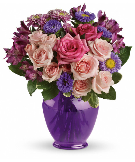 pink and purple flower arrangements