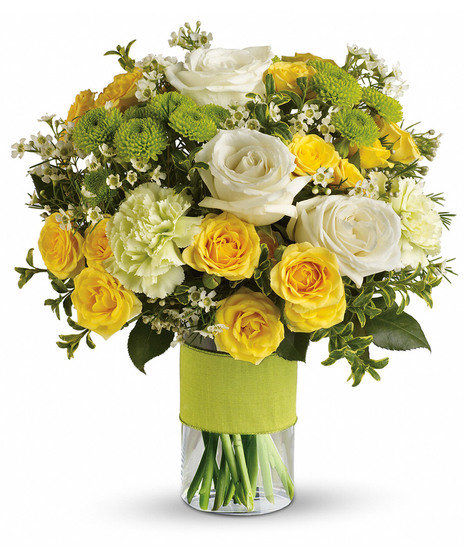 Yellow, white, and green spring bouquet