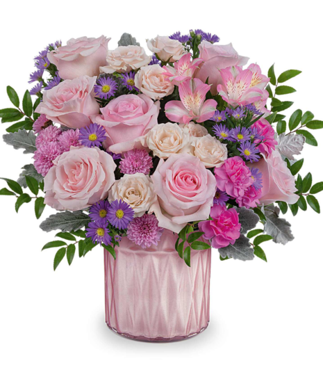 Pink Flowers in Chic Pink Vase 