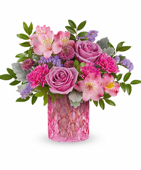 Pink Flowers in Chic Pink Vase 