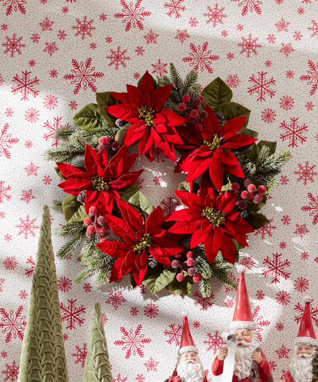 Poinsettia and Pine Wreath Permanent Botanical