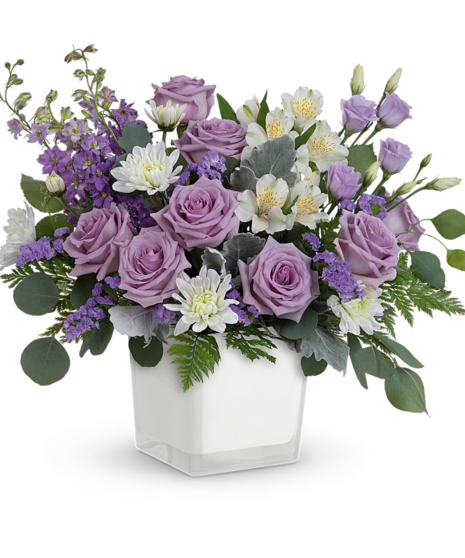 lavender and cream floral arrangement