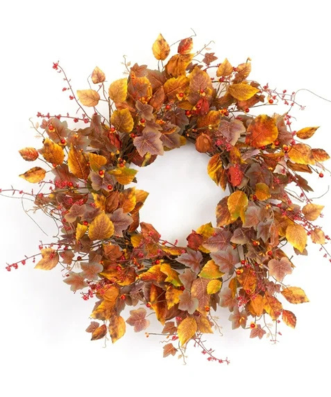 Fall Leaf and Bittersweet Berry Twig Wreath